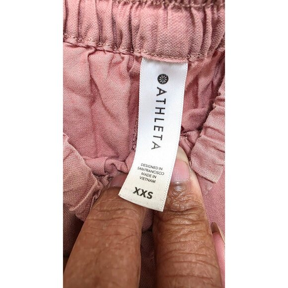 Athleta XXS Organic Cotton Wide-Leg Drawstring Pants Dusty Pink - Picture 5 of 6